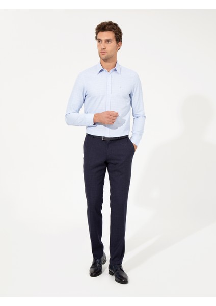 Erkek Mavi Slim Fit Uzun Kollu Gömlek 50258629-VR036