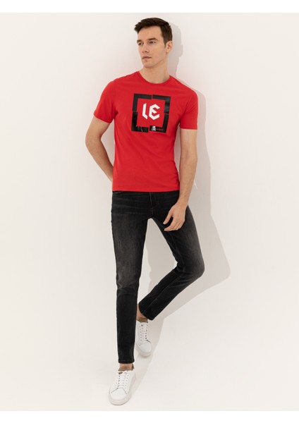 Erkek Kırmızı Bisiklet Yaka Slim Fit T-Shirt 50247638-VR030 fiyatları
