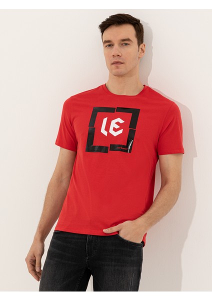 Erkek Kırmızı Bisiklet Yaka Slim Fit T-Shirt 50247638-VR030 fırsatları