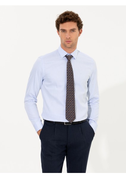 Erkek Açık Mavi Slim Fit Uzun Kollu Basic Gömlek 50268497-VR003