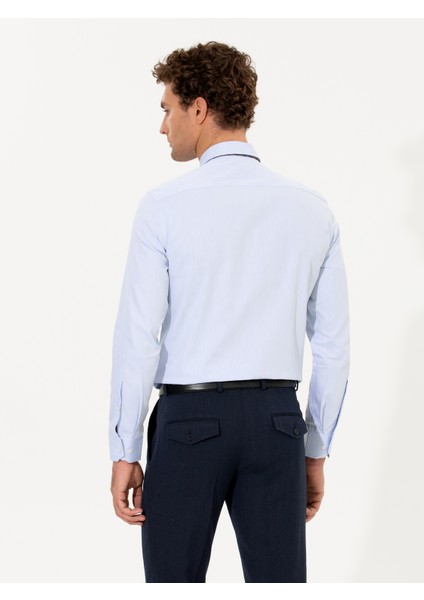 Erkek Açık Mavi Slim Fit Uzun Kollu Basic Gömlek 50268497-VR003