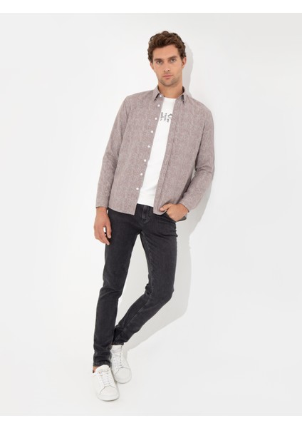 Erkek Bordo Slim Fit Uzun Kollu Gömlek 50255618-VR014 fırsatları