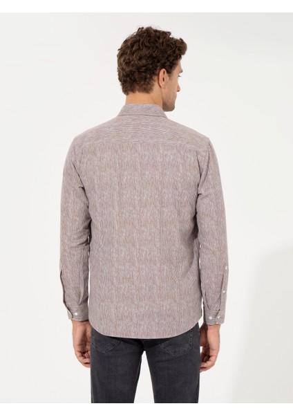 Erkek Bordo Slim Fit Uzun Kollu Gömlek 50255618-VR014 indirimleri