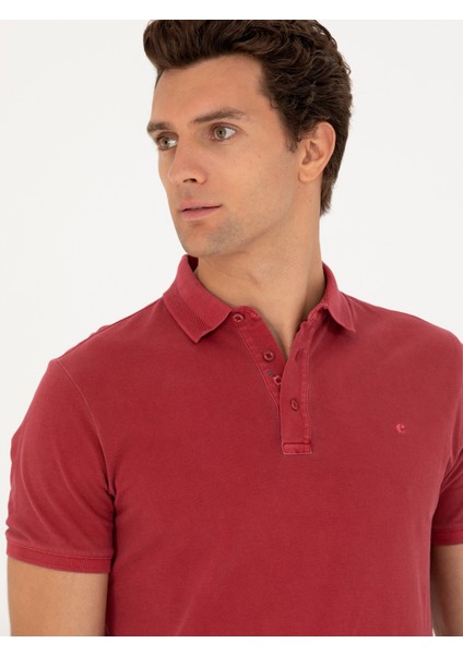 Erkek Kırmızı Slim Fit Polo Yaka T-Shirt 50266615-VR030 fiyatları