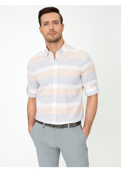 Erkek Sarı Slim Fit Uzun Kollu Gömlek 50248504-VR044 fırsatları