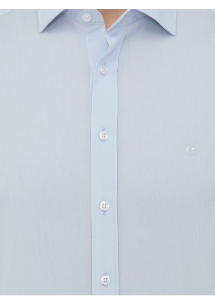 Erkek Açık Mavi Slim Fit Uzun Kollu Basic Gömlek 50242782-VR003