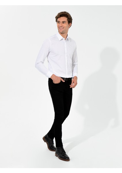 Erkek Beyaz Slim Fit Uzun Kollu Gömlek 50255644-VR013