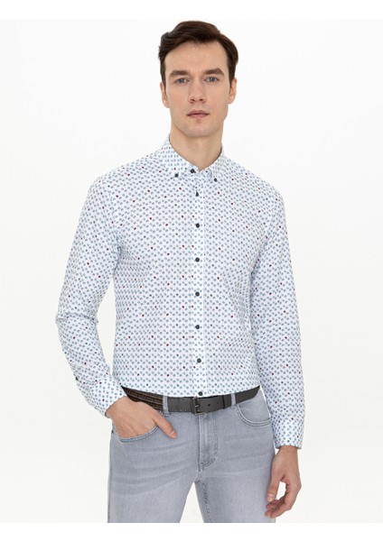Erkek Yeşil Slim Fit Uzun Kollu Gömlek 50247572-VR054 fırsatları