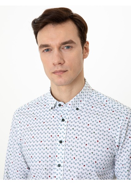 Erkek Yeşil Slim Fit Uzun Kollu Gömlek 50247572-VR054 indirimleri
