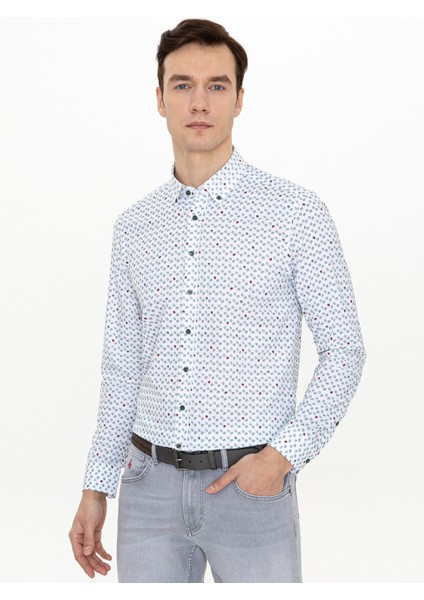 Erkek Yeşil Slim Fit Uzun Kollu Gömlek 50247572-VR054