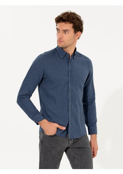 Erkek Saks Slim Fit Uzun Kollu Gömlek 50256919-VR032 indirimleri