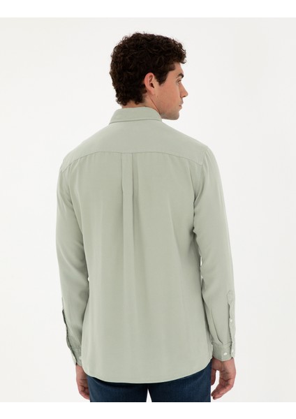 Erkek Yeşil Regular Fit Uzun Kollu Gömlek 50284405-VR016