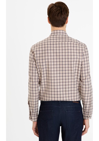Erkek Bej Slim Fit Uzun Kollu Gömlek 50227332-VR011
