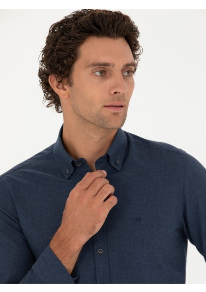 Erkek Lacivert Slim Fit Uzun Kollu Gömlek 50279988-VR033 fiyatları