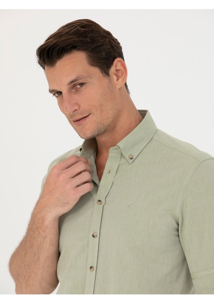 Erkek Haki Slim Fit Uzun Kollu Gömlek 50265476-VR027 fiyatları