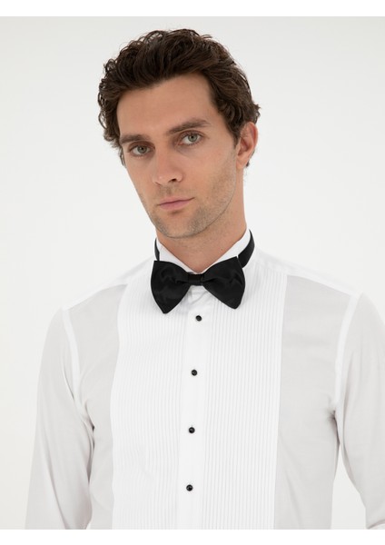 Erkek Beyaz Slim Fit Manşetli Pamuk Karışımlı Smokin Gömlek 50287297-VR013 fiyatları