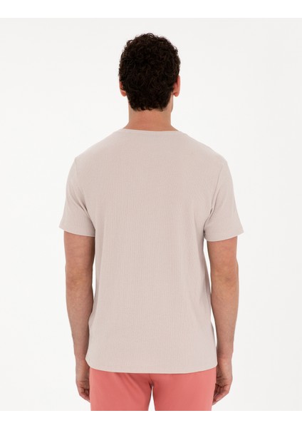 Erkek Bej Slim Fit Tişört 50288914-VR011