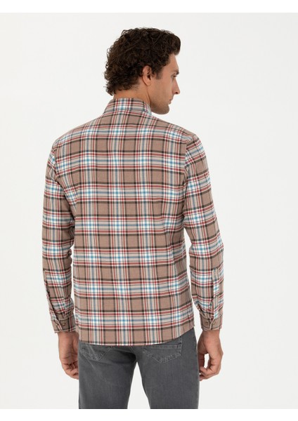Erkek Vizon Regular Fit Uzun Kollu Gömlek 50272912-VR052 indirimleri