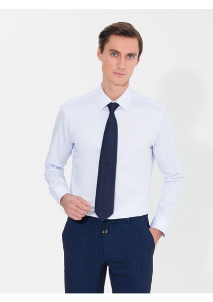 Erkek Açık Mavi Slim Fit Uzun Kollu Basic Gömlek 50268503-VR003
