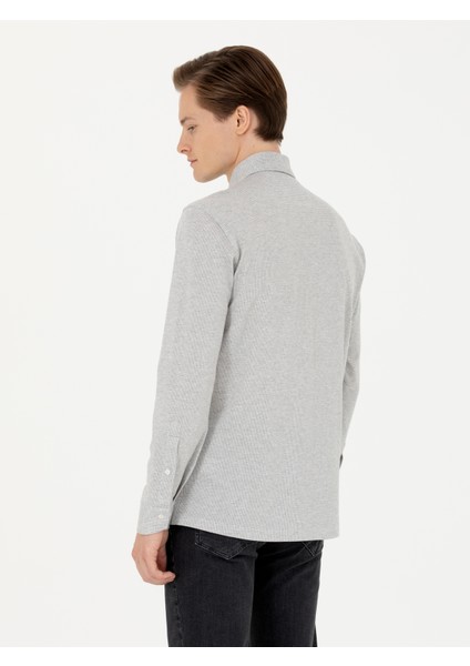 Erkek Gri Slim Fit Uzun Kollu Gömlek 50255655-VR024