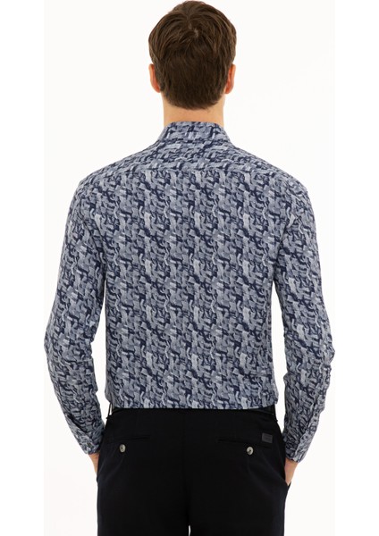 Erkek Lacivert Slim Fit Uzun Kollu Gömlek 50227308-VR033 modelleri