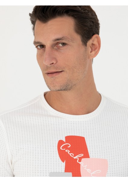 Erkek Beyaz Slim Fit Bisiklet Yaka T-Shirt 50265875-VR013 fiyatları
