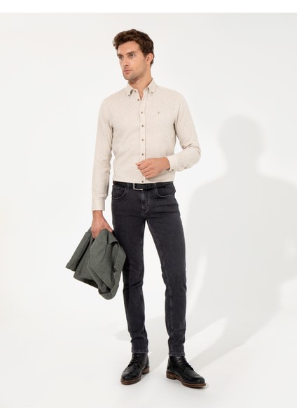 Erkek Bej Slim Fit Uzun Kollu Gömlek 50256919-VR011 fırsatları