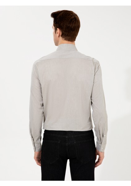 Erkek Haki Slim Fit Uzun Kollu Gömlek 50253916-VR027 indirimleri
