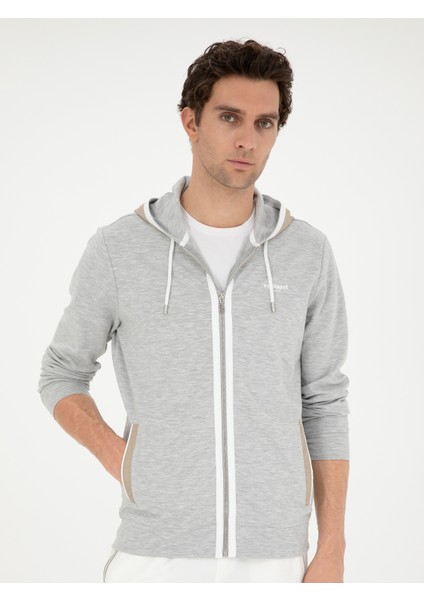 Erkek Gri Melanj Regular Fit Kapüşonu Sweatshirt 50284600-VR086