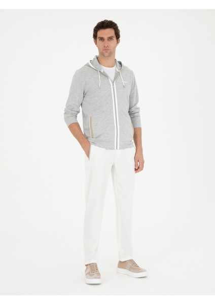 Erkek Gri Melanj Regular Fit Kapüşonu Sweatshirt 50284600-VR086