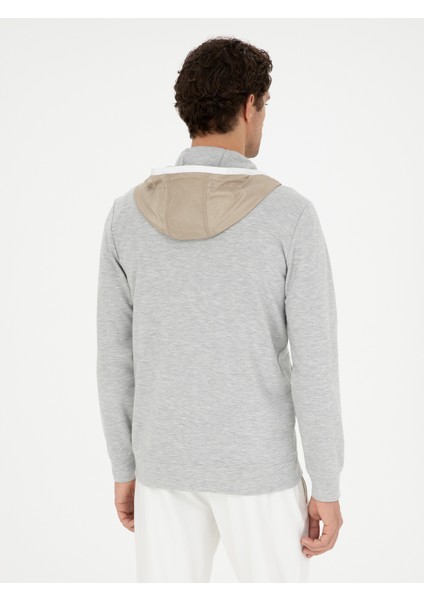 Erkek Gri Melanj Regular Fit Kapüşonu Sweatshirt 50284600-VR086