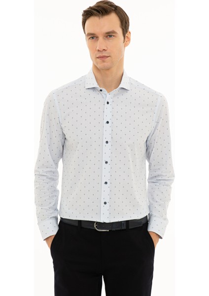 Erkek Açık Mavi Slim Fit Uzun Kollu Gömlek 50227916-VR003