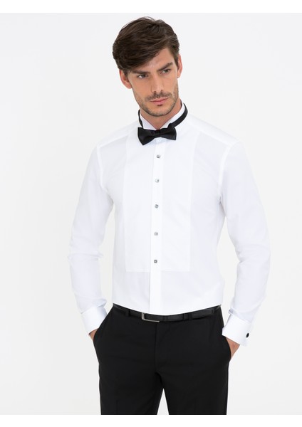 Erkek Beyaz Slim Fit Smokin Gömlek 50235518-VR013 fırsatları