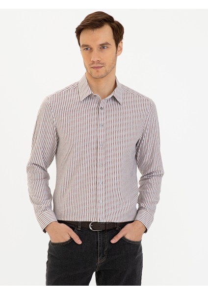 Erkek Gri Slim Fit Uzun Kollu Gömlek 50227317-VR024 fırsatları