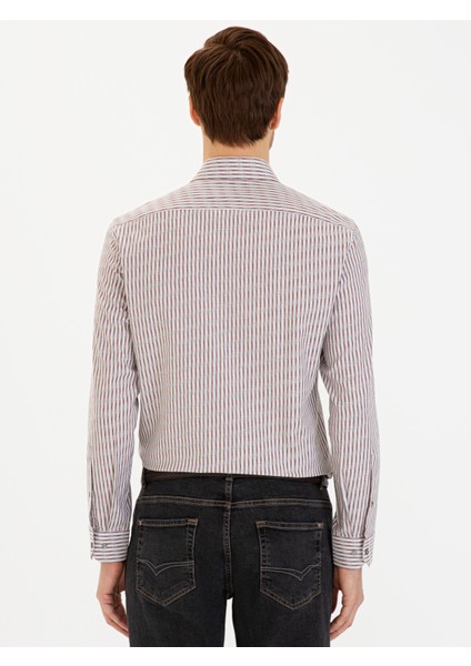 Erkek Gri Slim Fit Uzun Kollu Gömlek 50227317-VR024