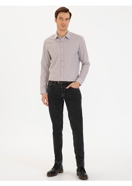 Erkek Gri Slim Fit Uzun Kollu Gömlek 50227317-VR024