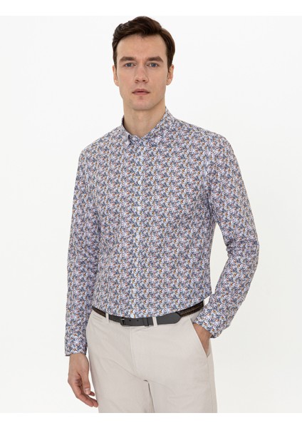 Erkek Sarı Slim Fit Uzun Kollu Gömlek 50247571-VR044