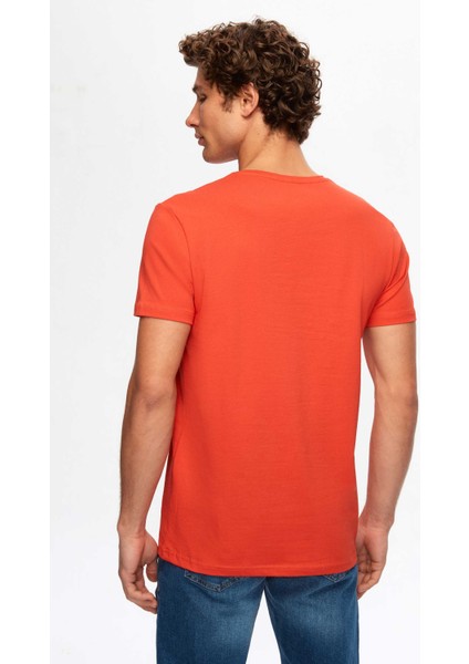 Slim Fit Nar Çiçeği Düz T-Shirt 2EC148551753M