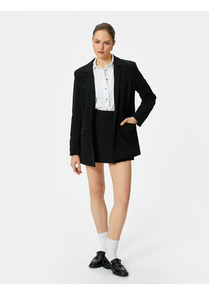 Klasik Blazer Ceket Kapaklı Cepli Düğmeli