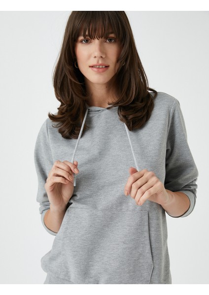 Basic Kapüşonlu Sweatshirt Kanguru Cepli