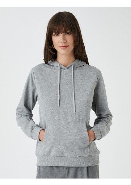Basic Kapüşonlu Sweatshirt Kanguru Cepli modelleri