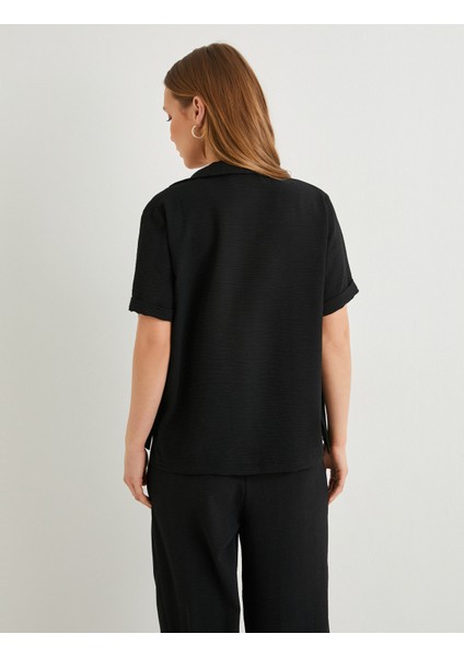 Kısa Kollu Gömlek Düğmeli Dokulu Standart Kesim fırsatları