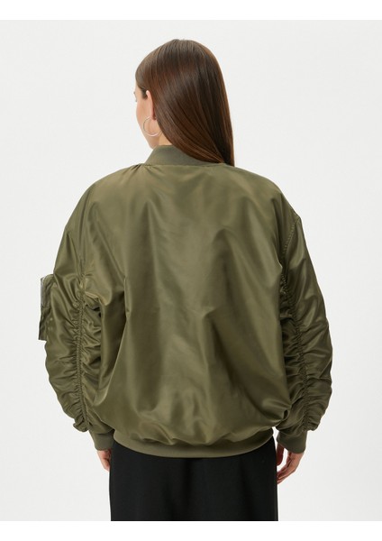 Bomber Ceket Kapaklı Çift Cep Kolej Yaka Fermuarlı fırsatları