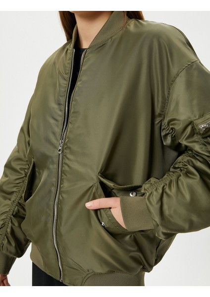 Bomber Ceket Kapaklı Çift Cep Kolej Yaka Fermuarlı indirimleri
