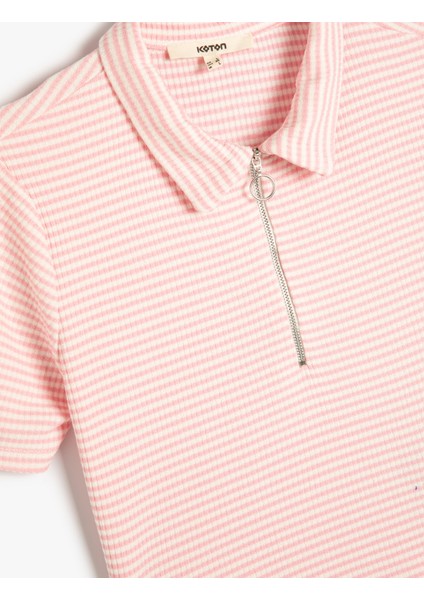 Polo Yaka Tişört Kısa Kollu Yarım Fermuarlı modelleri