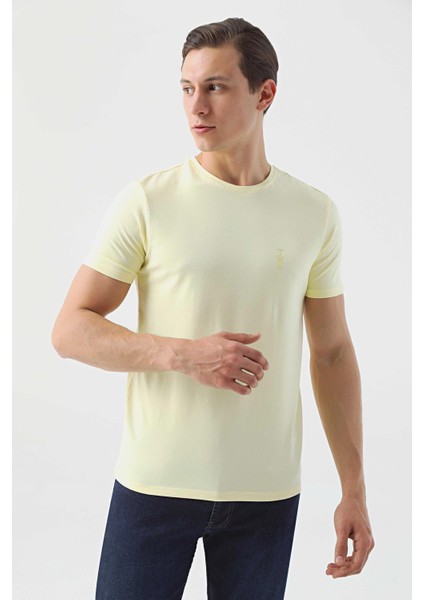 Slim Fit Sarı Düz T-Shirt 2EC148551753M fiyatları
