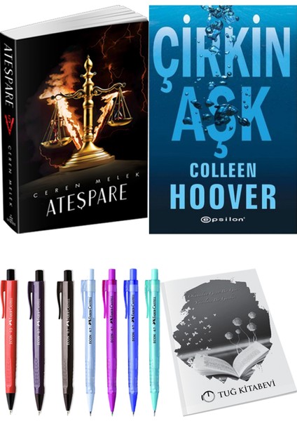 Ateşpare 5 Ceren Melek ve Epsilon Yayınevi Çirkin Aşk Colleen Hoover 2li Set