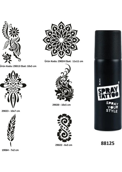 Kadın Sembolleri Spray Tattoo Geçici Dövme Yapma Seti Dark Siyah