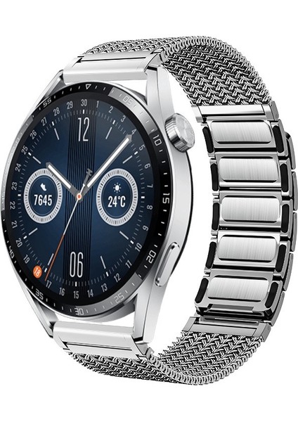 Hongshou-Huawei Watch 4/4 Pro Için Manyetik Toka Zinciri Metal Kayış (Yurt Dışından)