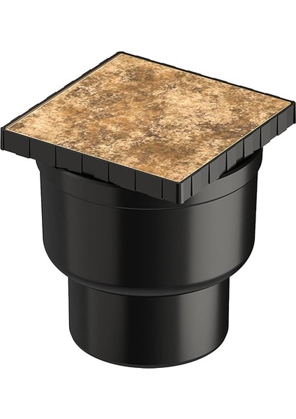 V-Flow Kare 5607329 Yalıtımlı Duş Kanalı, Alttan Çıkışlı, 15X15 Cm, Dk 700 Kapak, Mat Krom